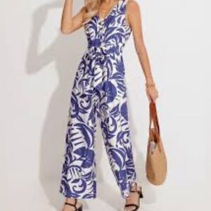 Cupshe Azure Palms Surplice Wide Leg Jumpsuit Size‎ M #16